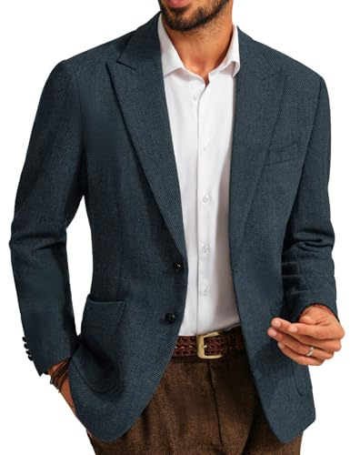 PJ PAUL JONES Sakko - Blazer da uomo, sportivo, Regular Fit, in lana tweed, stile British, moderno, giacca da uomo, Blu mare, XXL