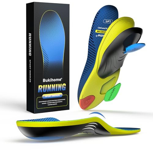 Bukihome Laufsohlen-orthopädische Einlagen - Einlagen mit Fußgewölbestütze zur Reduzierung von Ermüdung und Verbesserung des Komforts den ganzen Tag für Männer und Frauen (Blau, M)