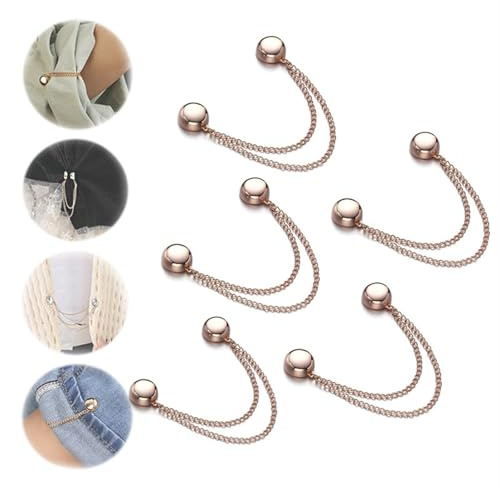 OTEB Multi-Function Magnetic Clothing Clips, Multifunctional Long Chain Shawl Sweater Round Magnetic Snap, Multifunctional Scarf Buckle Wrist Tie Snap, Shirt Sleeve Shortening Button(5pcs Rose Gold)