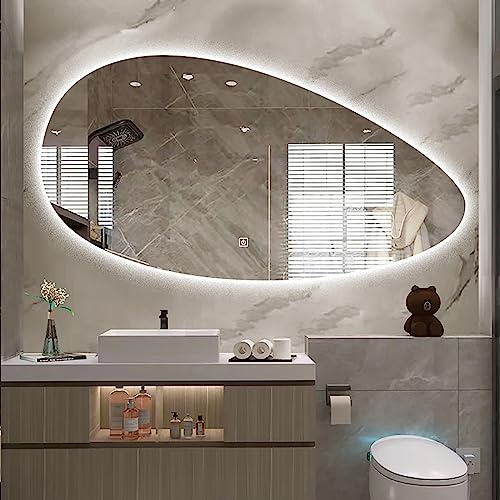 JSLJDM Specchio bagno led,Specchio Da Bagno Retroilluminato, 3 Temperature Colore,Funzione Memoria,Facile da Installare,Antiappannamento IP44, impermeabile（60x90cm