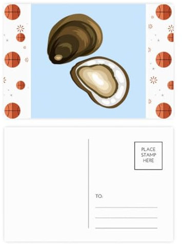 Seafood Marisco Oyster Cowry Basketball Postkarten-Set, Dankeskarte, Versandseite, 20 Stück