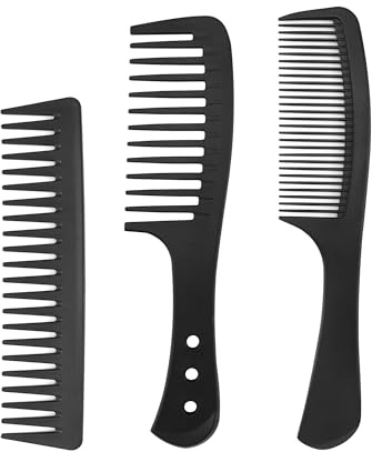 Ainkou 3 PCS Hairdressing Combs Set Heat-Resistant Hair Comb Set Wide Tooth Comb Double Tooth Comb Handle Styling Comb for Women and Man