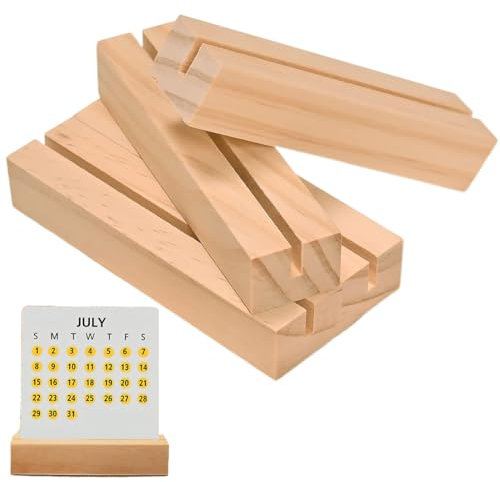 WUSJCOF 4 Pezzi Portacarte in Legno, Portacarte da Tavolo con Adesivo Bifacciale, Supporto per Cartoline Portafoto per Matrimoni, Ristoranti, Banchetti e Feste Portacarte per Menù