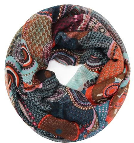Gloop Damen Schal Loop Schal Feinstrick Loop mit Ethno Punkte Muster