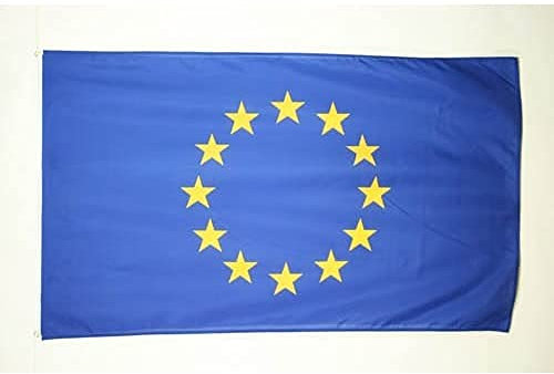 - Bandiera Europa - 150 x 90 cm - Striscione dell'Unione Europea in poliestere chiaro con due occhielli in ottone - Resistente allo sbiadimento - Colori vivaci - 3' x 5' piedi - 3x5 Ft