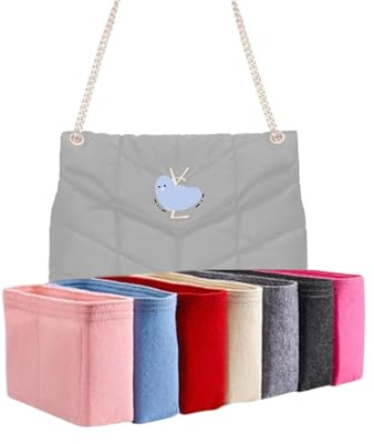 Xoppia Taschen-Organizer kompatibel mit YSL LouLou Puffer Medium Bag Filzeinsatz Liner für Damen Handtasche (Schwarz, Stil B: seitlicher Reißverschluss)