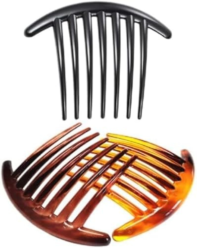 Französischer Twist-Kamm mit 7 Zähnen, 3 Stück, Kunststoff-Haarspange, Seitenkämme, Haar-Accessoire für Frauen und Mädchen, Haar-Clip-Kamm-Zubehör (schwarz und braun)