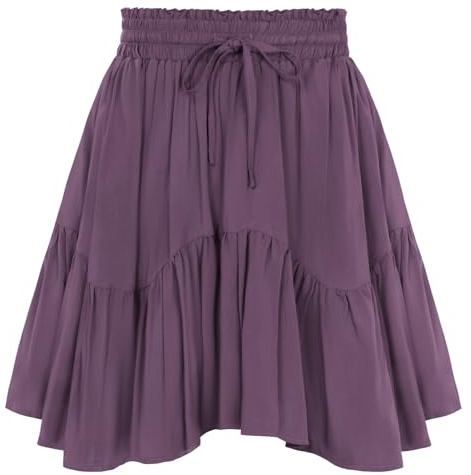 Women Renaissance Pirate Flowy Mini Skirts with Shorts Purple L
