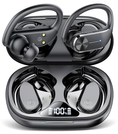 Écouteurs Bluetooth 5.3 sans fil avec affichage numérique 4 LED, 68 heures d'autonomie de lecture basses profondes, écouteurs intra-auriculaires avec 4 micros de réduction du bruit ENC, écouteurs pour