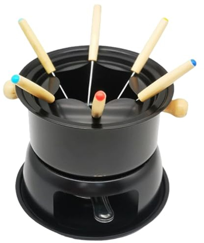 Set Pentola Per Fonduta Tazza Per Fonduta Di Cioccolato In Acciaio Al Carbonio Con 6 Forchette Tazza Per Fondere Per Formaggio Cioccolato Carne Dessert Condivisione Famiglia Festa Cucina Cucina