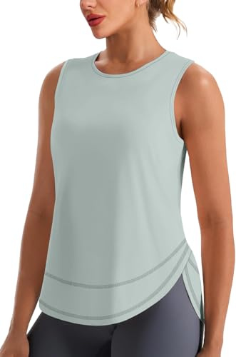 Aokosor Yoga Tops Gym Vest for Women UK Sport Tops Ladies Summer Tops Casual Trendy 2026 Green Size 22-24
