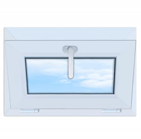 Fenêtre basculante en PVC, blanc, 600 x 400 mm, profil à 4 chambres, double vitrage, avec poignée et raccord de rebord de fenêtre FBA
