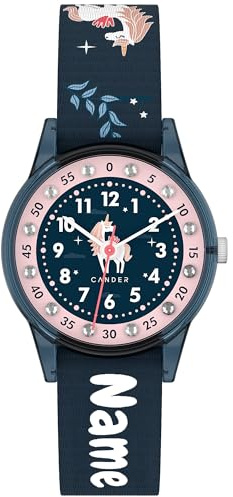 Cander Berlin MNA 8030 M Kinderarmbanduhr 3 ATM wasserdicht Armbanduhr Jungen Mädchen Lernuhr analog türkis Einhorn