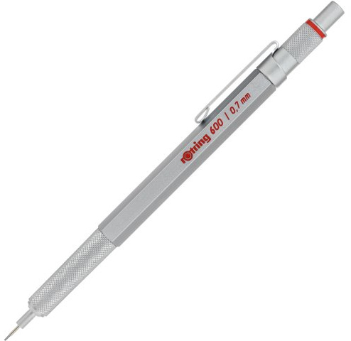 Rotring 600 Series Mechanical Pencil, 0.7mm, Silver Body (502617)