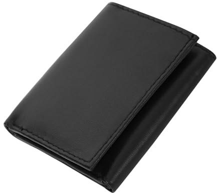 RAS WALLETS Mens RFID Blocking Wallet – Compact Genuine Leather Trifold Wallet with ID Window, Small Slim Bifold Style for Cards & Cash – 185 Black