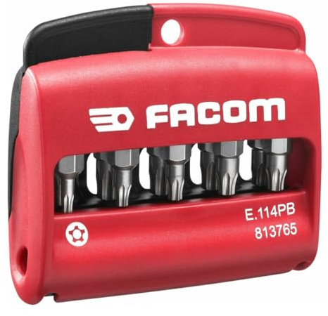 FACOM Jeu Mixte de 10 Embouts Torx Plus Tamper Résistant 1/4 - Série 1-23 mm + Porte Embouts - E.114Pb