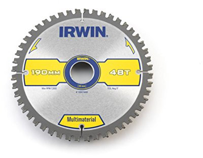 IRWIN IRW1897440 190 x 30mm 48-Teeth Multi-Material Circular Saw Blade with TCG Teeth/ Negative Hook