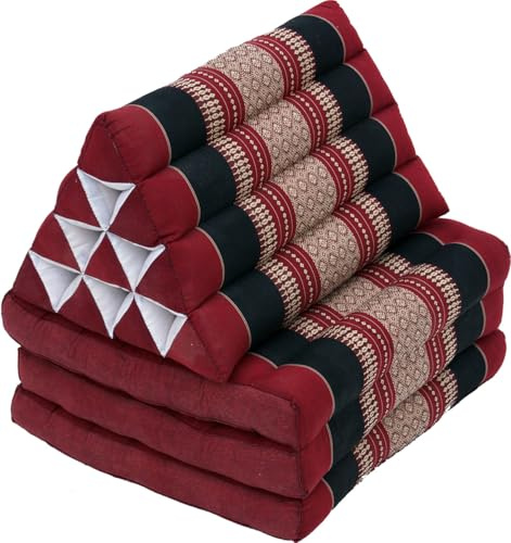 Guru-Shop Oreillers Thaïlandais, Triangle Coussins, Kapok, lit de Jour Avec 3 Supports - Bourgogne, Rouge, Coton, 30x50x160 cm, Coussin Thaïlandais / 3 Supports