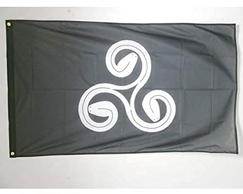 AZ FLAG Drapeau Bretagne Triskell Triserpent 150x90 cm 2 Œillets | Usage extérieur Drapeau décoratif breton coutures doubles et bords renforcés avec œillets métalliques polyester maille