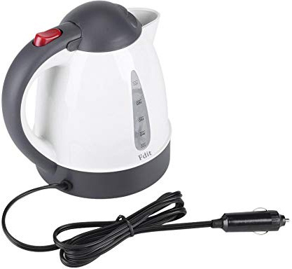 Fdit Portable Car Electric Kettle Road Trip Travel Cigarette Lighter DC12V/24V Heated Water Tea Coffee Kettle Auto Shut Off (1000ml (Kettle) (12V)