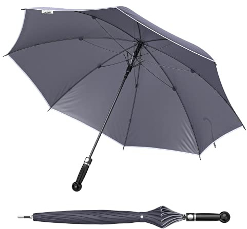 Sicherheitsschirm XXL Regenschirm 103 cm | extrem stabiler Herren-Langschirm mit Carbonstab | großer schwarzer Golfschirm mit Videokurs | sturmfester Regenschirm 136 cm Durchmesser