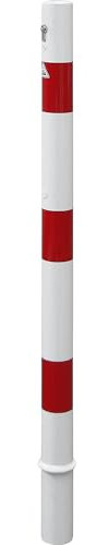 Schake | Absperrpfosten | Ø 60 mm | weiß/rot | herausnehmbar mit Profilzylinder | ohne Öse