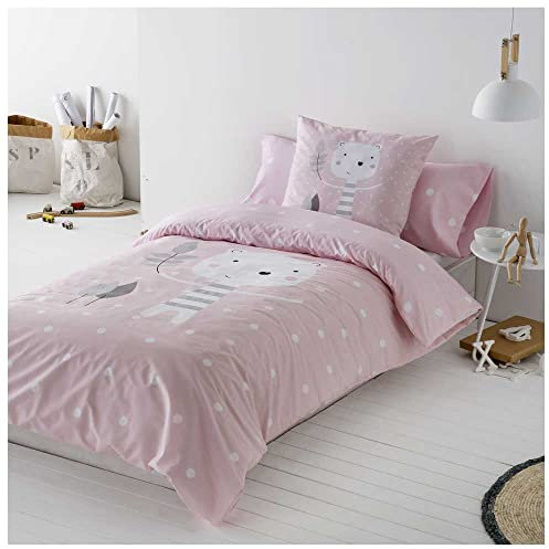 COTTON ARTean Funda nordica Infantil/Juvenil Reversible Jorge Pink para Cama de 105 Color Rosa