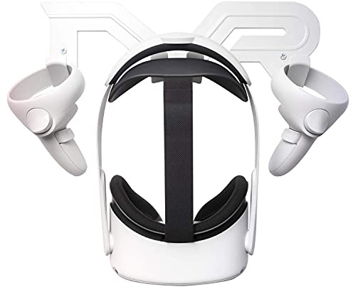 SHINEVERY VR Headset and Controller Wall Mount Storage Stand Hook Compatible for Oculus Quest 2, Quest, Rift S, Hp Reverb G2, HTC Vive, Vive Pro, Cosmos, Elite, Valve Index, PlayStation VR (White)