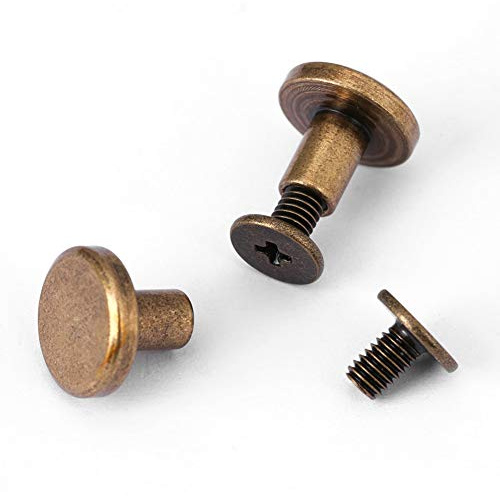 Tyenaza 20 Piezas Remaches de Cuero, Botones Tornillo LatóN, Hebillas con Remaches CinturóN, Accesorios de Remaches Artesanales, para Artesanía de cuero DIY, Monedero, Cinturón, Zapato, Bolsa(8mm)