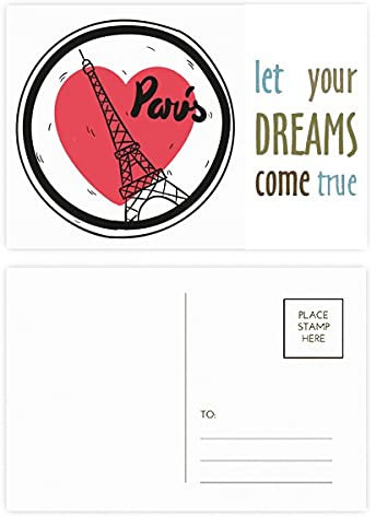 City Paris Frankreich Eiffelturm Love Dream Come True, Postkarten-Set Dankeskarten 20 Stück
