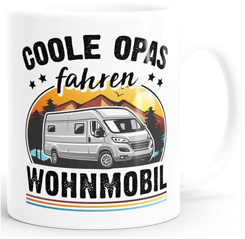 MoonWorks® Kaffee-Tasse Camping coole Opas fahren Wohnmobil Geschenk für Großvater Campingfan Spruch lustig Weiss standard