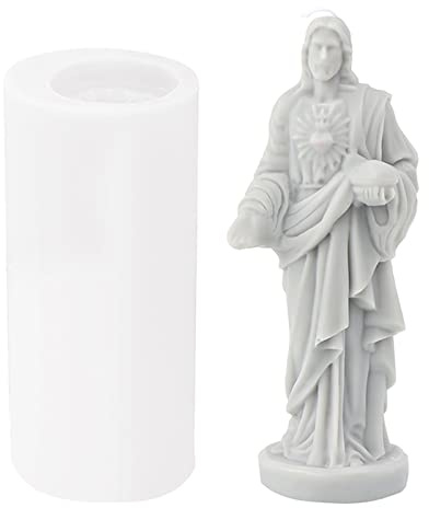 JS MOLD Kerzen Gießform 3D Jesus Statue Silikonform DIY Silikonform,Kerzenform Silikon,Kerzenformen Zum Gießen für Handwerk Ornamente, Duftkerze (16,5 x 7,5cm)