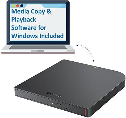 BUFFALO 6 unidades Blu-ray portátiles, leer, escribir, reproducir y grabar BD, DVD, CD, USB 3.2 (Gen 1) tipo A y tipo C, compatible con Mac, PC, Win 8, Win 10, Win 11, portátil, escritorio