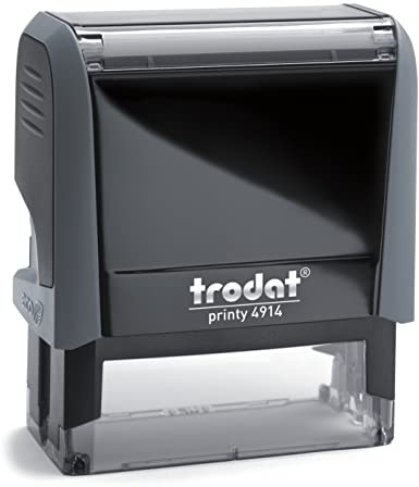 Trodat - Printy 4914 eco grau - Selbstfärbender Stempel personalisiert mit Wunschtext – individuell als Namensstempel, Adressstempel, Firmenstempel & Co einsetzbar (64 x 26 mm | 7 Zeilen)