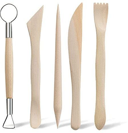 UESDU Töpferzubehörs Set Modellierwerkzeug Skulptur Ton Schnitzwerkzeug 5 Stück Ton Werkzeug Set Holz Clay Tools Set für Anfänger Profis und Künstler