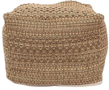 Funda para puf, 17 x 17 x 13 pulgadas, funda otomana para puf sin relleno para sala de estar, funda cuadrada para puf bohemia sin relleno, asiento de silla de puf tejido de algodón(núcleo no incluido)