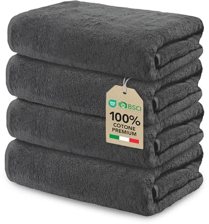 Ôhm Handtuch Baumwolle 50x100 cm Dunkelgrau 4er-Set | Kompaktes Format für schnelles Händetrocknen in Küche oder Bad, ohne Fusseln zu hinterlassen.