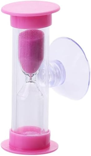 Pink 2/3 Minute Plastic Sand Timer Hourglass Sand Clock with Suction Cup Time Funnel Shower Timer Tooth Brushing Time Reminder (Pink_2 Minute) Timers