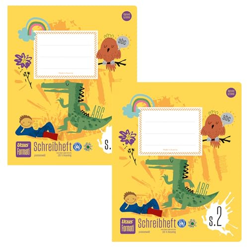 Ursus Formati S.2 Quart - Cuaderno de notas (20 hojas, 2 unidades, con líneas para principiantes, 100% papel reciclado)