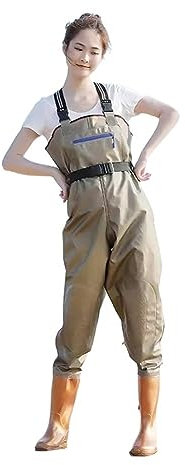 watthosen Damen wasserdicht wasserdichte Neopren Wathose Für Outdoor，Anglerhose Wasserdicht Mit Stiefel Für Jungen Mädchen Kleinkind Kinder (Farbe : Gold, Größe : 35)