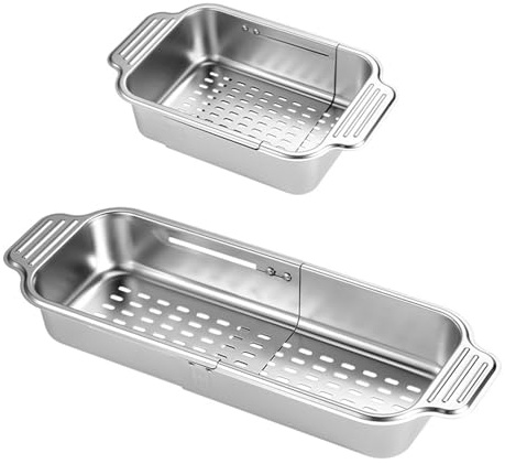 NCONCO Passoire d'évier extensible en acier inoxydable, organiseur de cuisine variable, passoire pour évier de cuisine, panier de vidange pour légumes et fruits