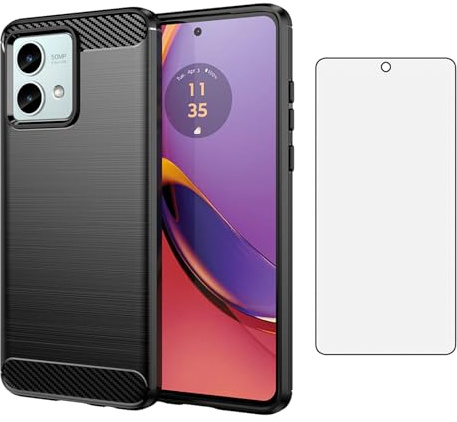 Asuwish Funda para Motorola Moto G84 5G con Cristal Templado Protector Pantalla Vidrio Pelicula Protectora Slim Fina TPU Silicona G 84 84G XT2347-2 Móvil Tapa Carcasa Capa Case Hombre Mujer Negro
