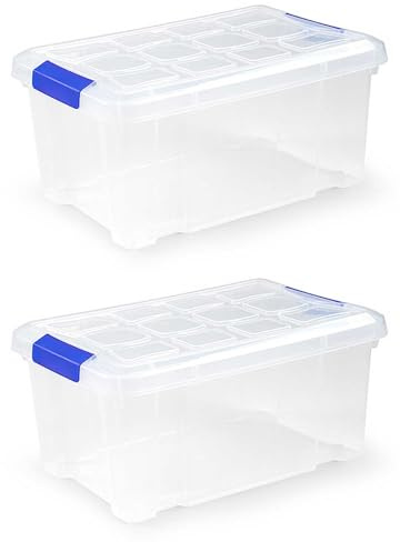 Acan Tradineur - Confezione da 2 Scatole in Plastica N° 10 Coperchio Trasparente Modello PF Capacità 5 Litri Dimensioni circa 19x29x14 cm