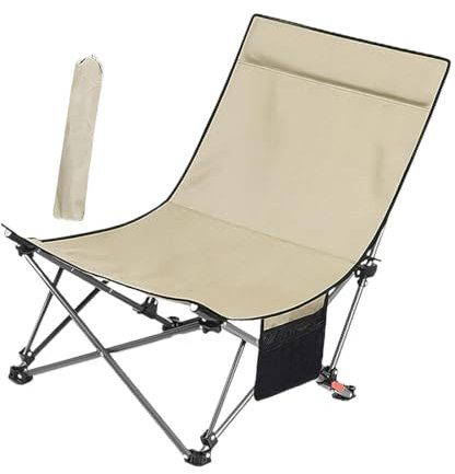 harayaa Klappstuhl, Campingstuhl, verstellbar, mit Stauraum, kompakter Strandstuhl, Loungesessel für Terrasse, Büro, Angeln, Reisen, Khaki