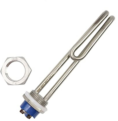 DHVIJA DN25 1 BSP 32mm Thread 220v/380v 1KW/2KW/3KW/4KW Tube Heater Immersion Water Heating Element SUS304 joyous(With Locknut,220V 2KW 220mm)
