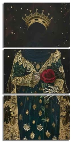 ZQQART 3 teiliges Bild mit Königen und Königinnen afroamerikanische Leinwand Wanddrucke abstrakte schwarz goldene Krone Gemälde schwarzer Mann Frau romantisches Poster (schwarz Gold,40x60cmx3)