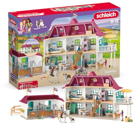 SCHLEICH Horse Club | Lakeside Pferdehof 42706 | Set mit Wohnhaus, Pferdestall, 2 Pferden, Hund, Familie Kramer Pferde Zubehör | Geschenk für Kinder | Spielzeug ab 5 Jahren | 179 Teile