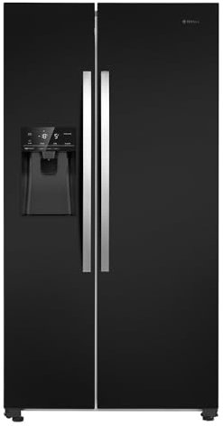 Teknix THSBS1791PLUBIX Freestanding American Side by Side Door Fridge Freezer - 562L Capacity - Plumbed Ice and Water Dispenser - Frost Free - Black Stainless Steel, H178.7 x W91.0 x D69.0 (cm)