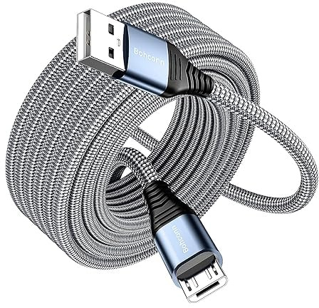 Bohconn Micro USB Kabel 5M,Nylon Ladekabel High Speed Android Handy Ladekabel für Samsung Galaxy S7/ S6/ S4/ J7/ J5/ Note 5, Huawei P Smart, Redmi, Nokia, Kindle, Wiko - Grau