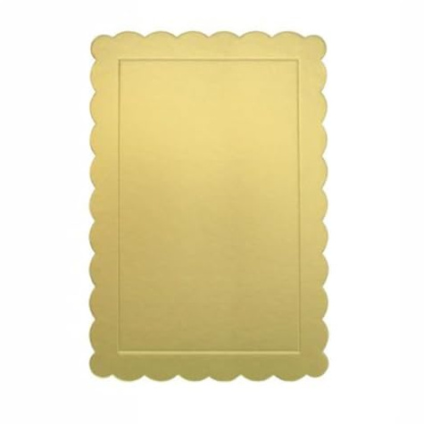Trade Shop - Set 2pz Base per Torta Rettangolare Piatto Sottotorta Dorato 25x35cm con Bordino 31156 -